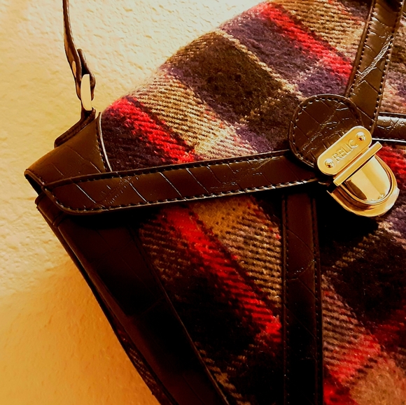 Relic By Fossil Purple/Pink Plaid Handbag Shoulder Bag NWOT - Picture 5 of 16